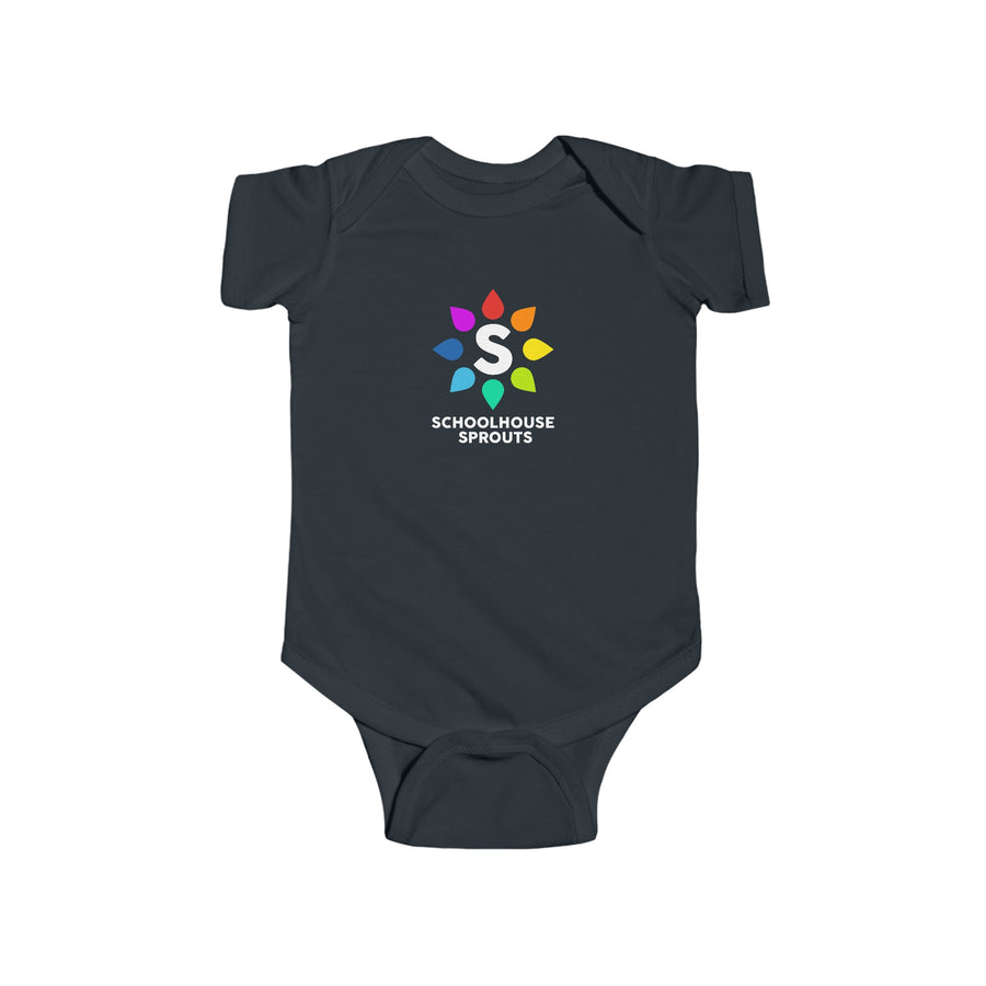 Schoolhouse Sprouts Black Rainbow Logo Baby Onesie